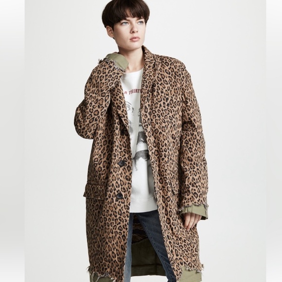R13 Jackets & Blazers - New without tags R13 cotton distressed leopard print coat. Size medium.